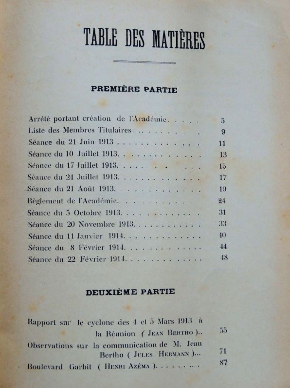 Table des matières bulletin académie de l'île de la réunion 1913 (1)
