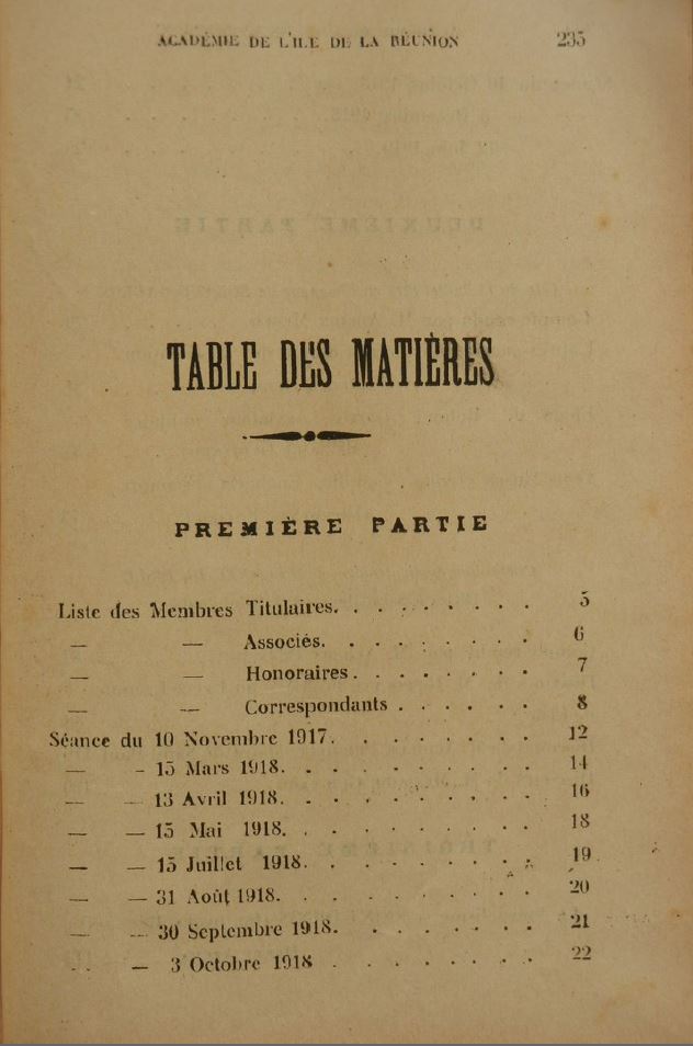 Table des matières (1) du Bulletin de l'Académie 1915-1919