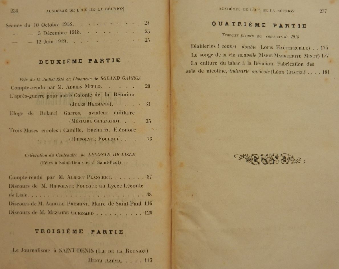 Table des matières (2) du Bulletin 1915-1919