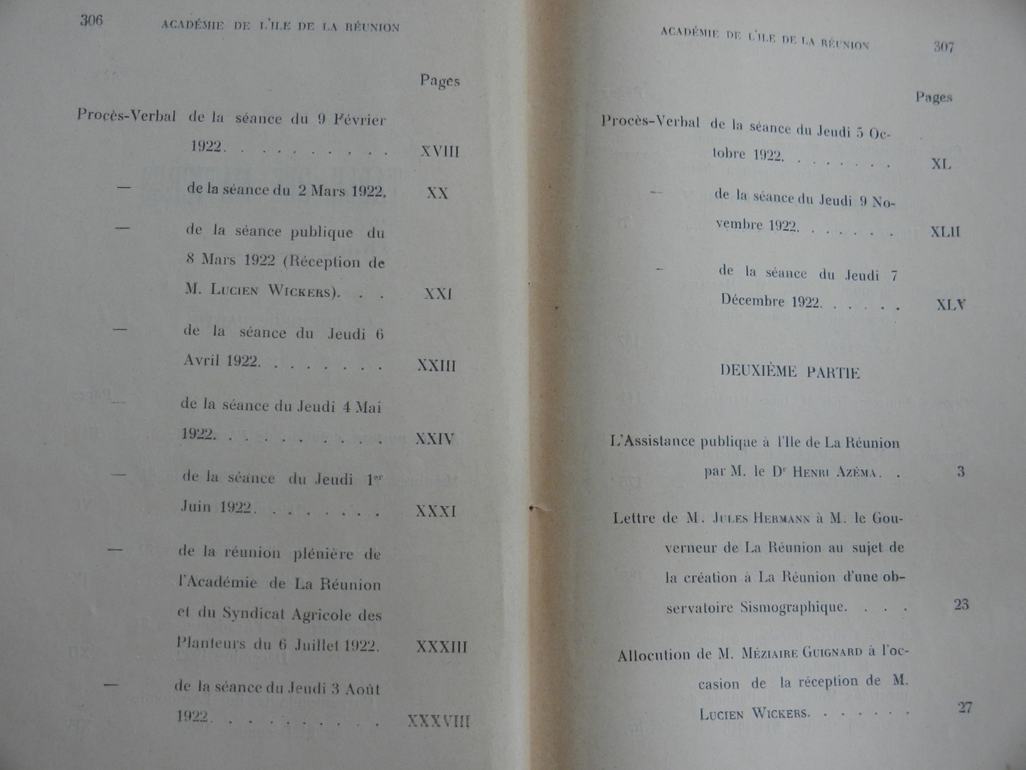 Sommaire 2 Bulletin de l'Académie de l'île de La Réunion 1922