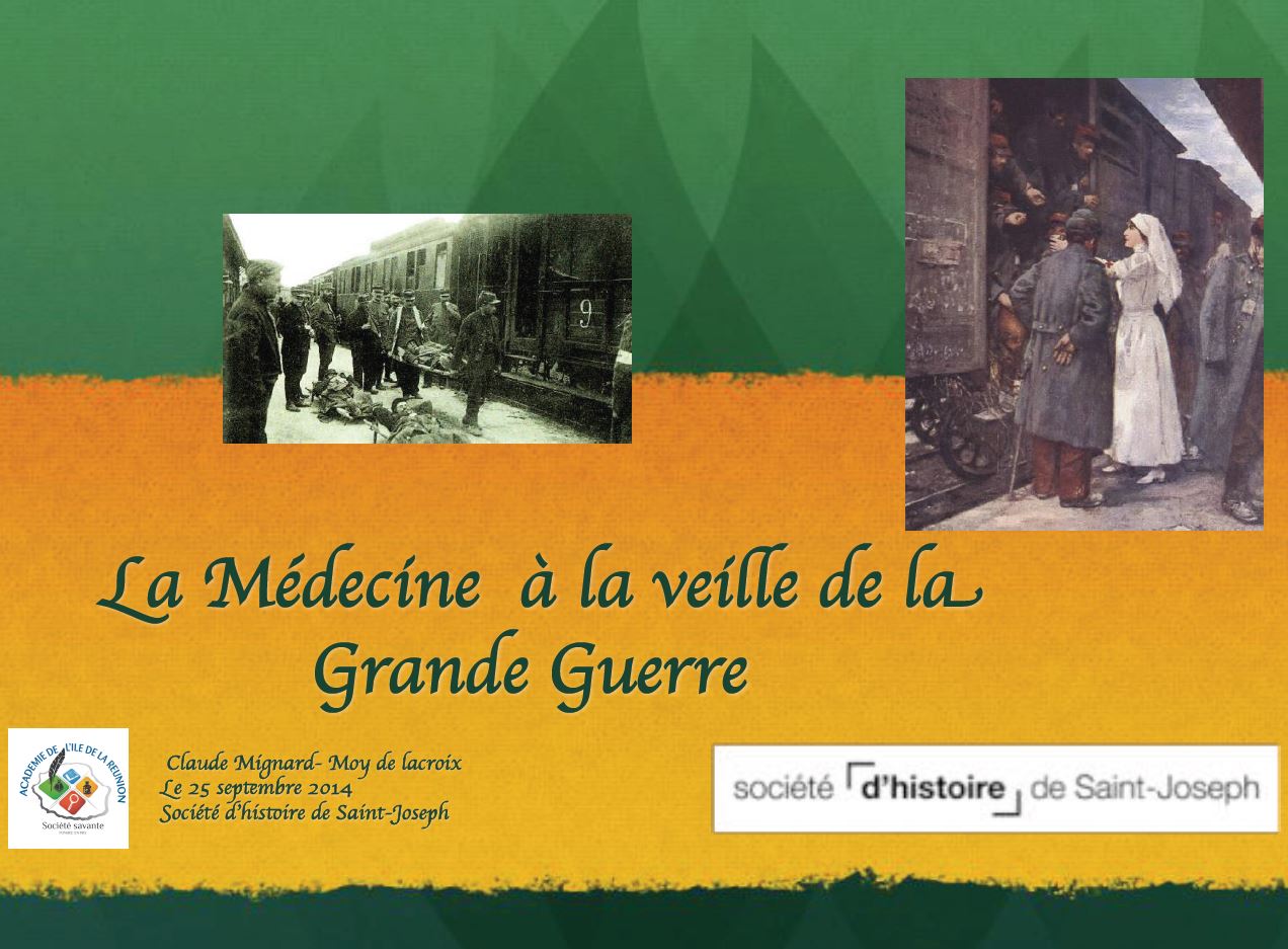 Couverture du diaporama de Claude Mignard sur la médecine à la veille de la Grande Guerre